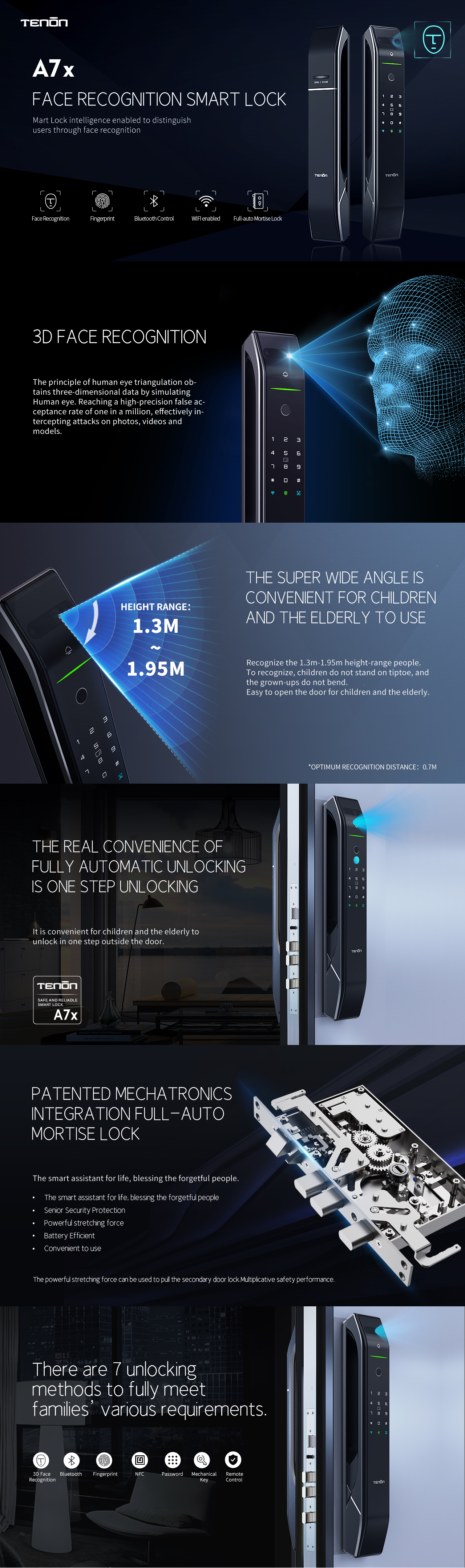 Details of Tenon A7X Automatic Electronic Doorbell Face Recognition Smart Lock