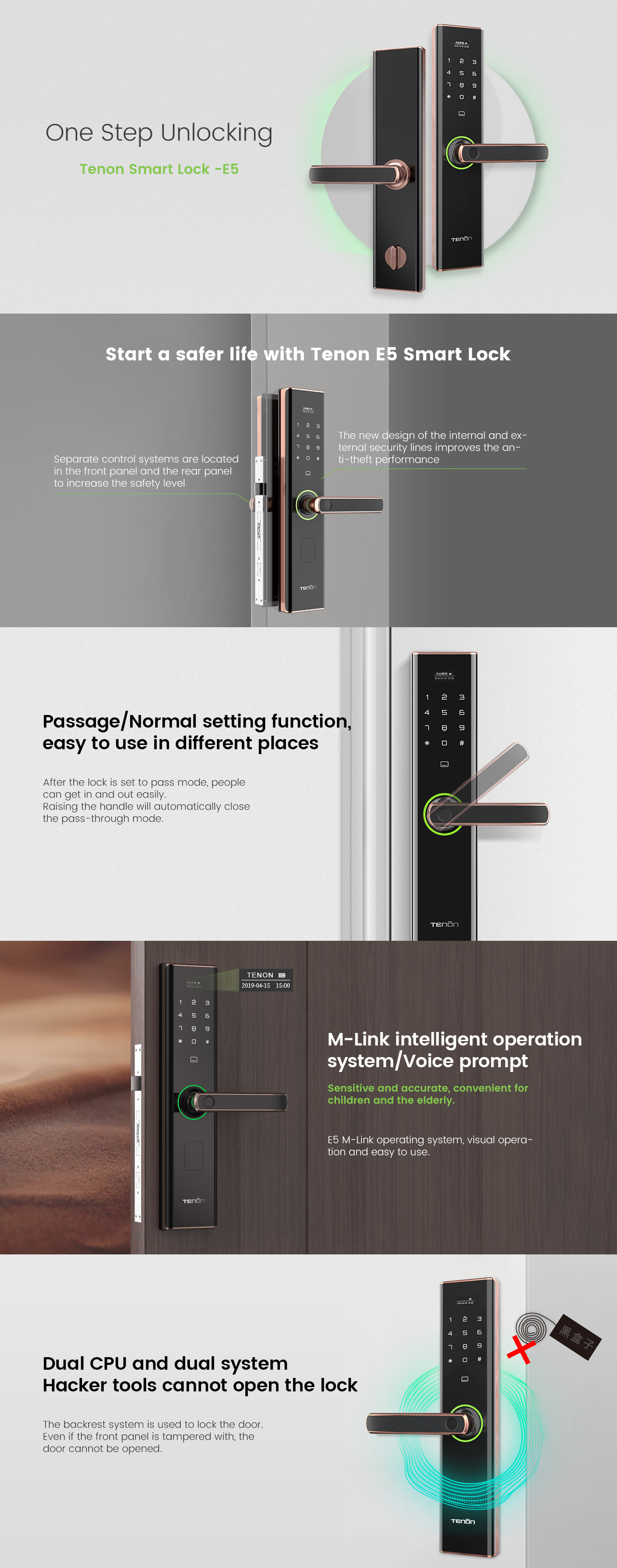 Details of Keyless Entry Electronic Fingerprint Touchpad Smart Lever Lock