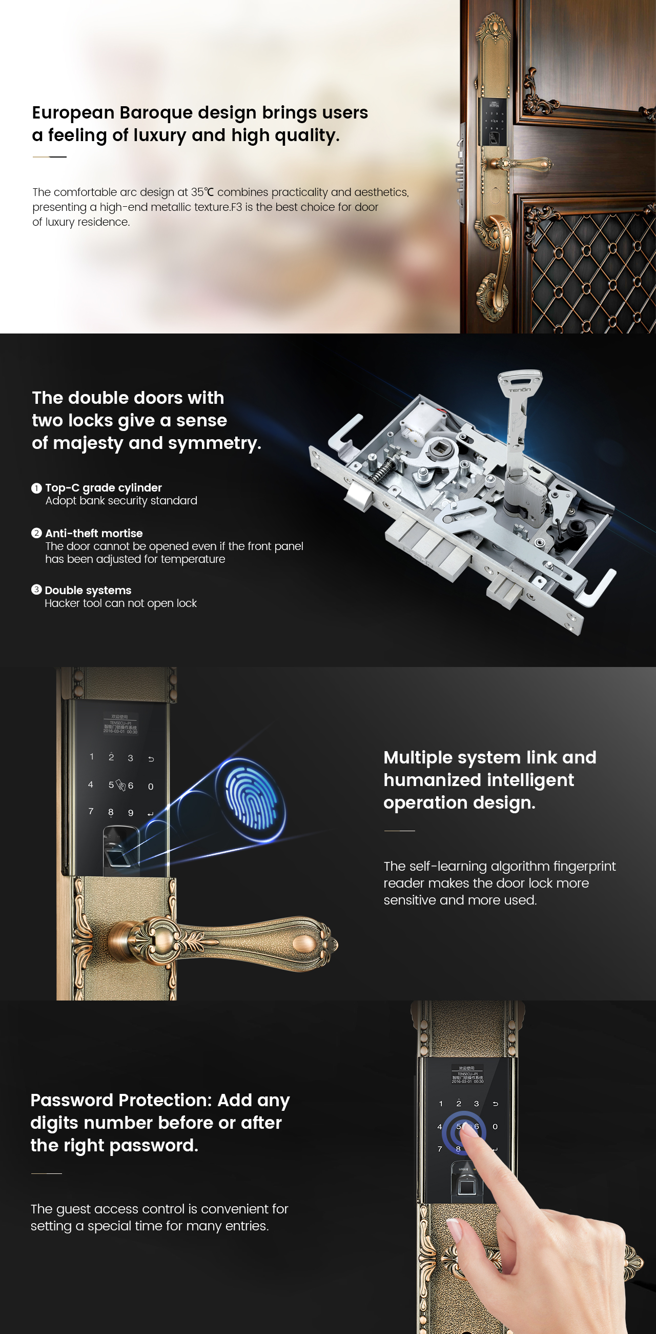 Details of Luxury Design Fingerprint Verified Access Electronic Handle Lock