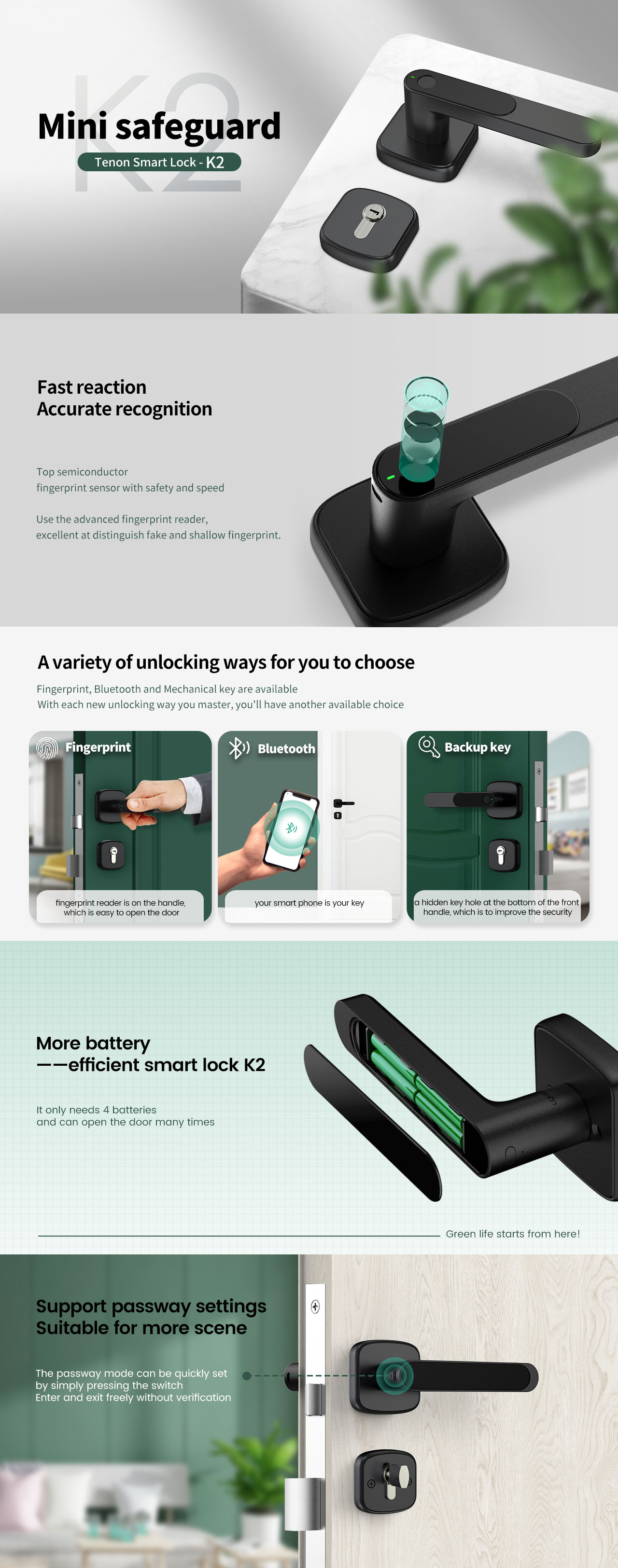 Details of Combo Mini Safeguard Bluetooth-Enabled Smart Lever Door Lock