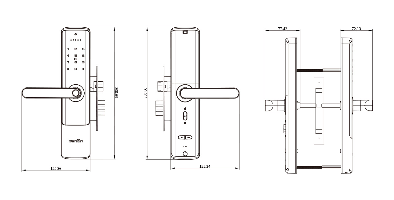 Diagram of Electronic Smartbell Minmalist Designs Smart Bluetooth Lever Lock