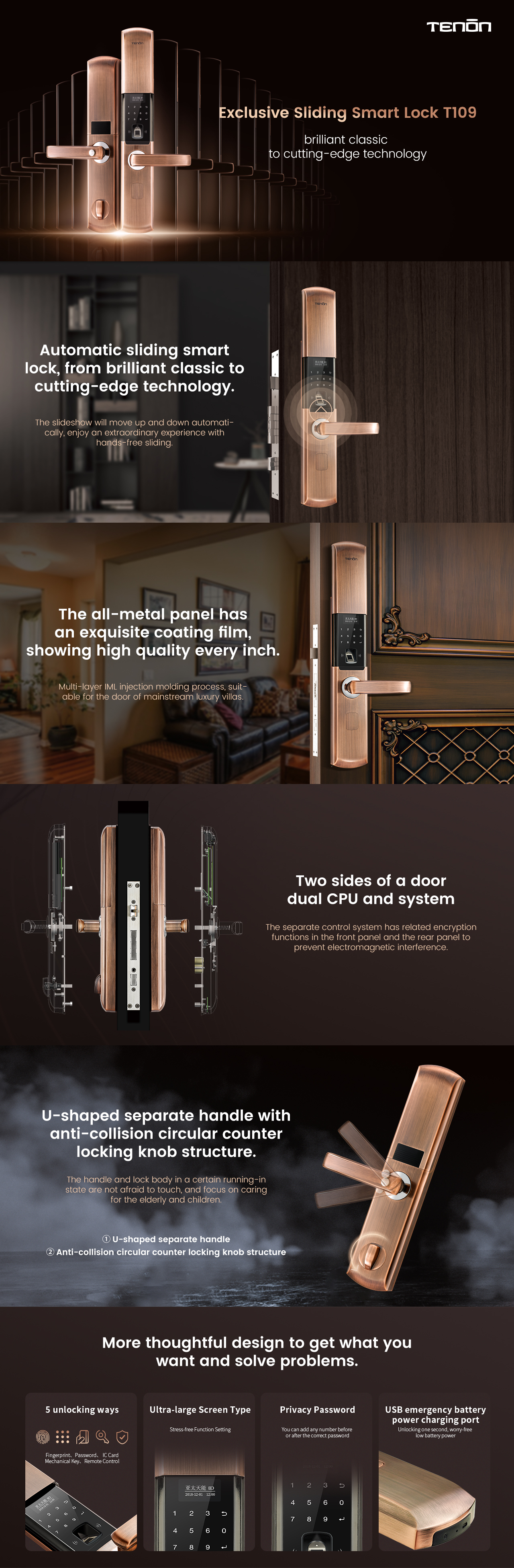 Details of Physical And Digital Access Oled Screen Automatic Sliding Smart Lock