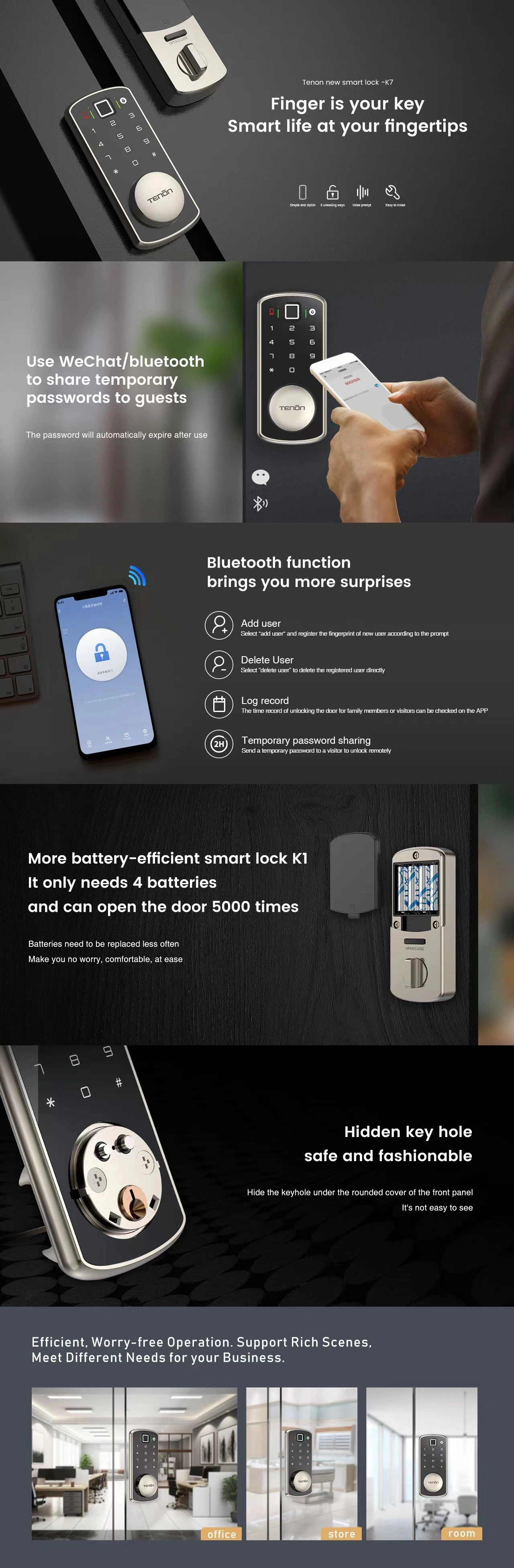 Details of Exquisite Design Full Glass Screen Bluetooth Smart Deadbolt Lock